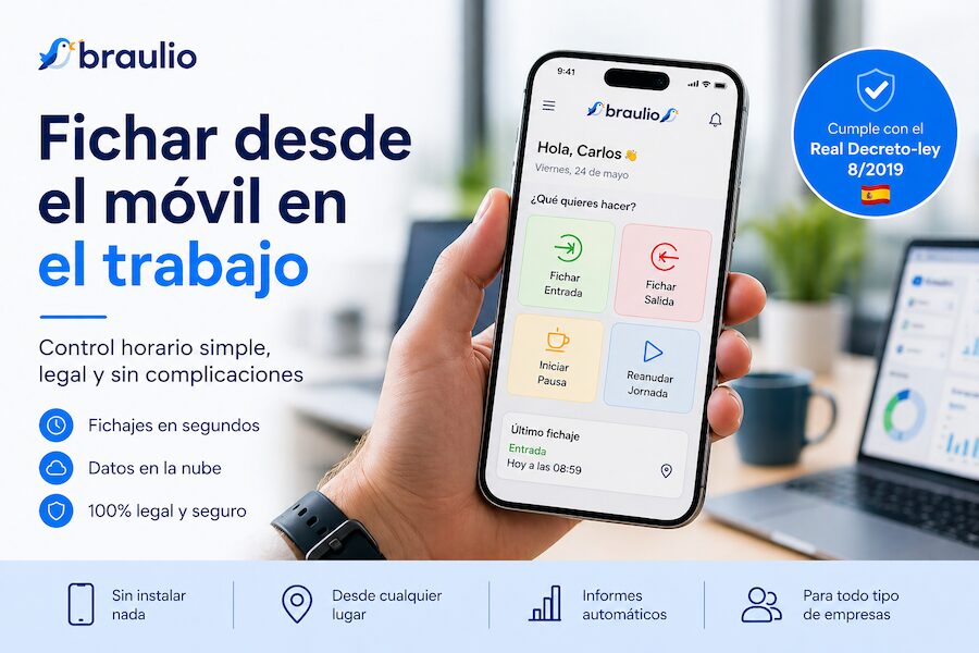 Fichar desde el móvil en el trabajo: la forma más simple de controlar la jornada laboral
